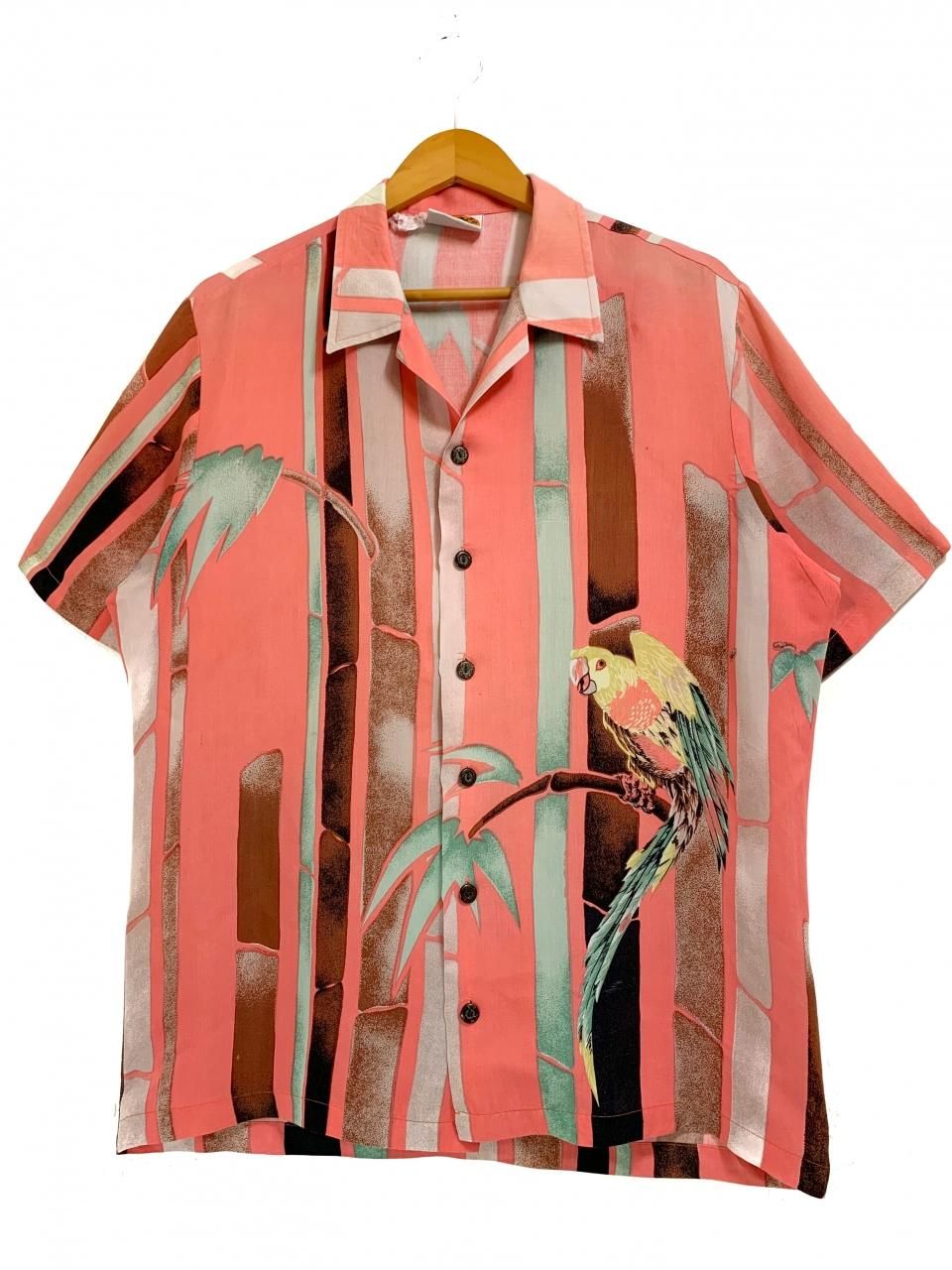 70s Kennington Rayon Aloha Shirt サーモンピンク L ケニントン