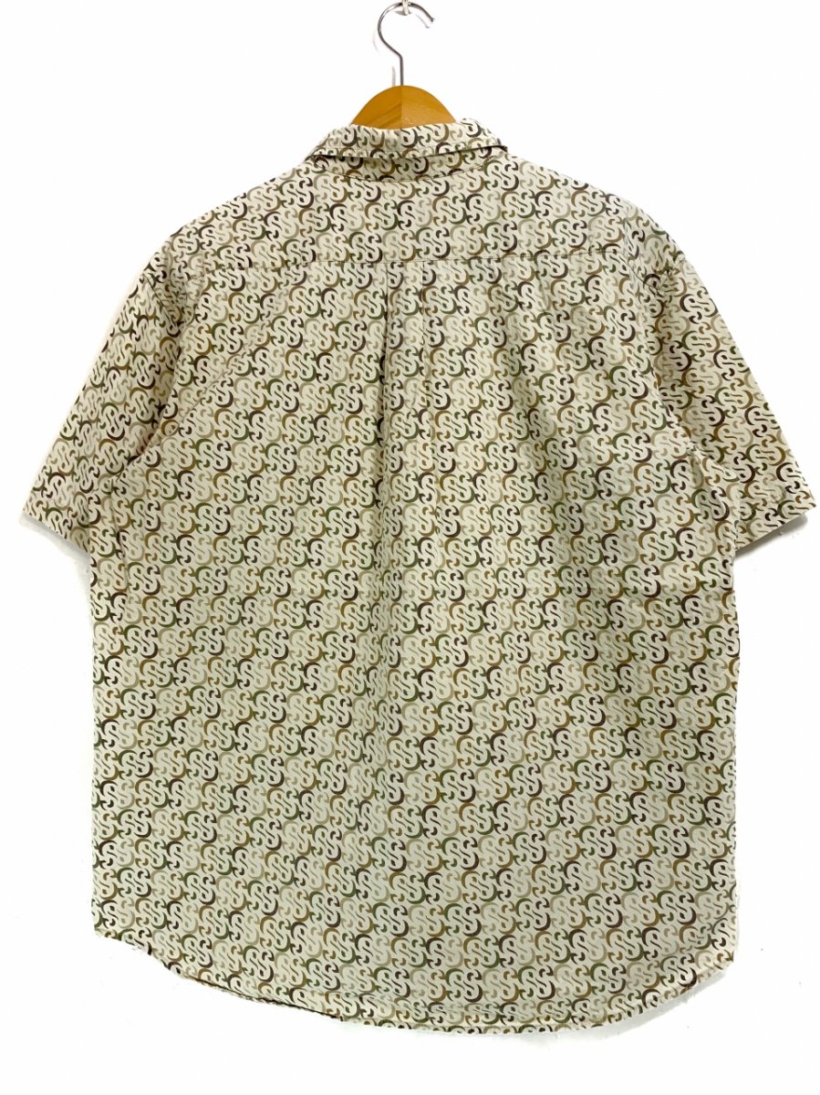 USA製 90s OLD STUSSY Logo Cotton S/S Shirt カーキ XL 紺タグ 