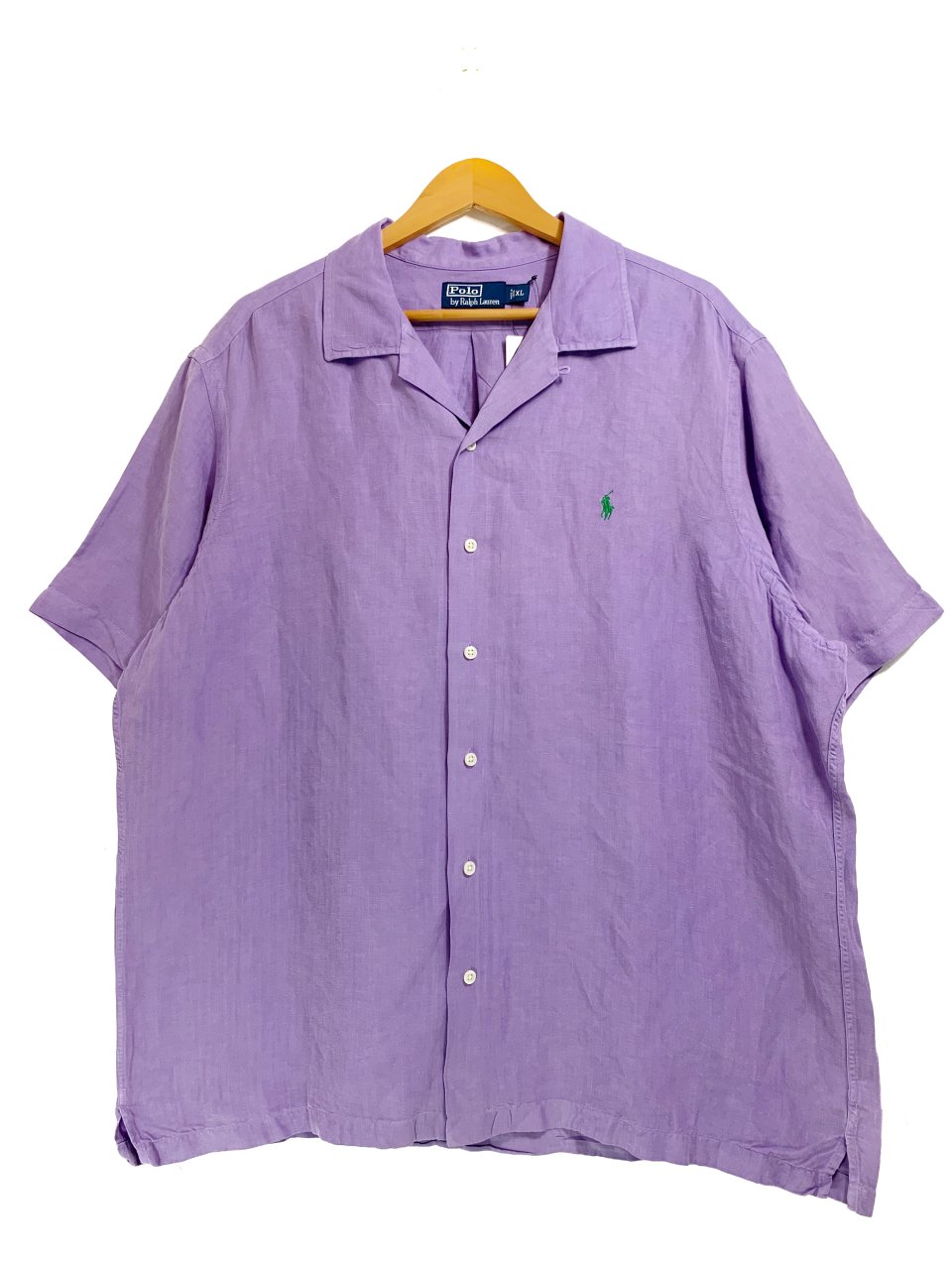 Polo Ralph Lauren Linen-Silk Open Collar S/S Shirt 紫 L ポロ