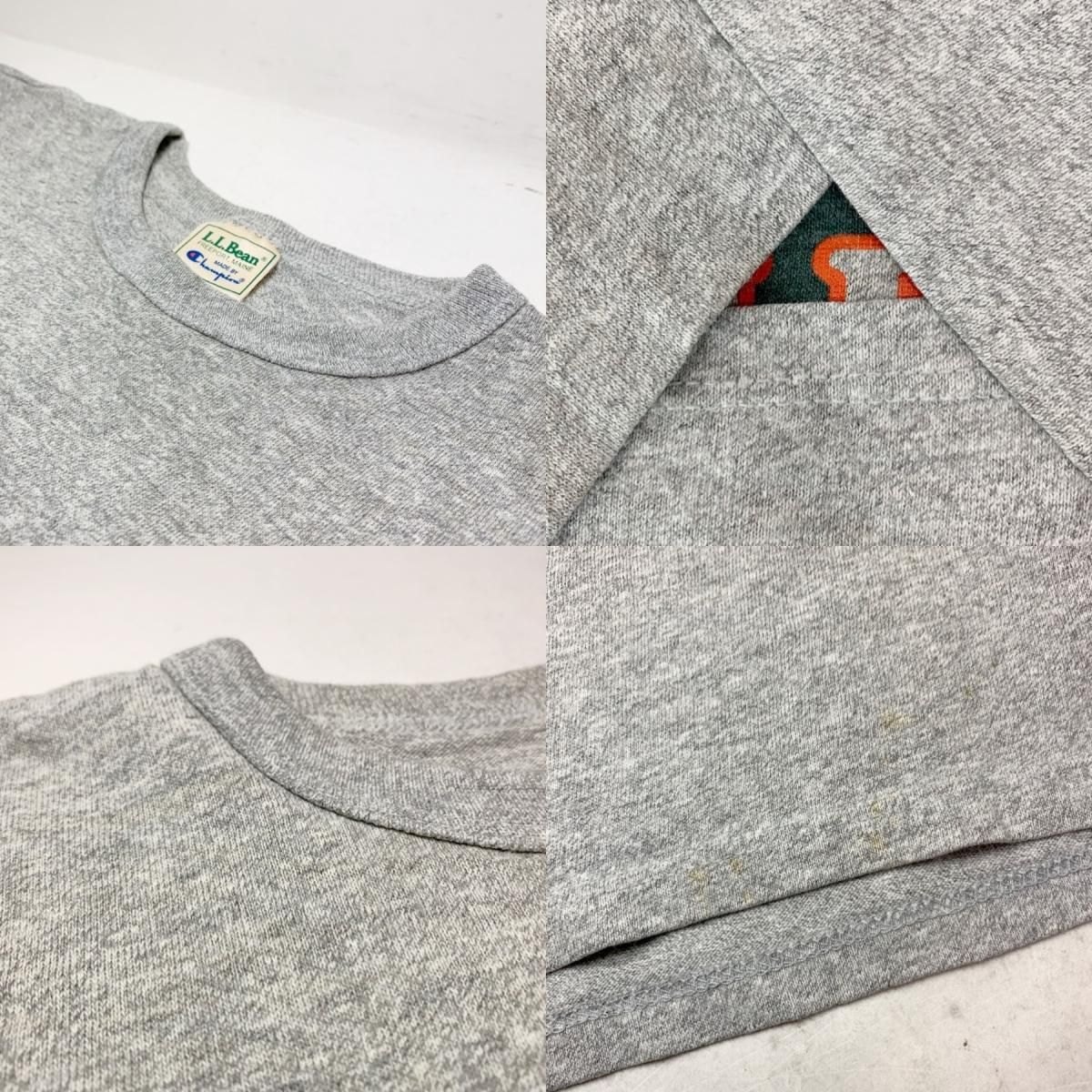 Champion 80s USA製 ☆ チャンピオン × エルエルビーン 88 12 Tシャツ メンズ L Champion LLBean  80年代 ビンテージ ダブルネーム 目無し 無地 灰