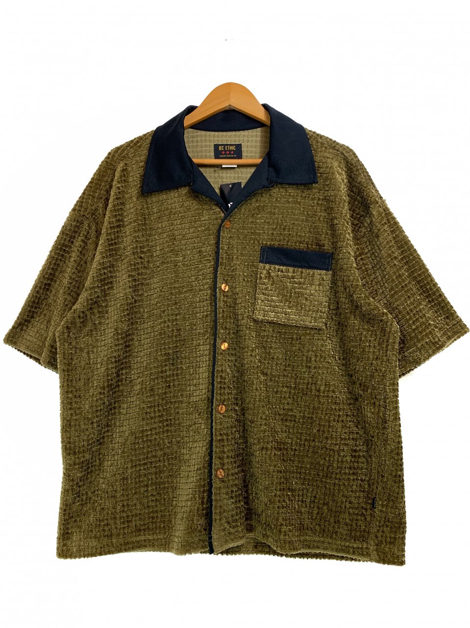 USA製 BC ETHIC Pile Open Collar S/S Shirt オリーブ L ビーシー