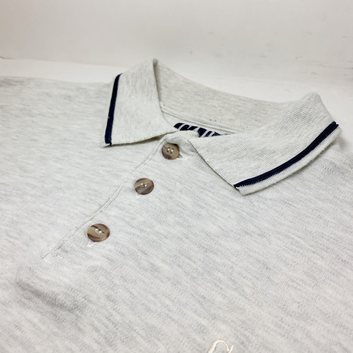 90s OLD GAP Cotton Logo S/S Polo Shirt 灰 L オールドギャップ 半袖