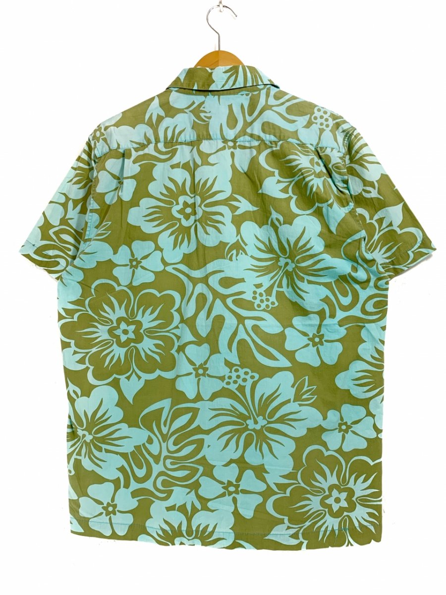 90s OLD STUSSY Cotton Aloha Shirt オリーブ M 紺タグ オールド ...