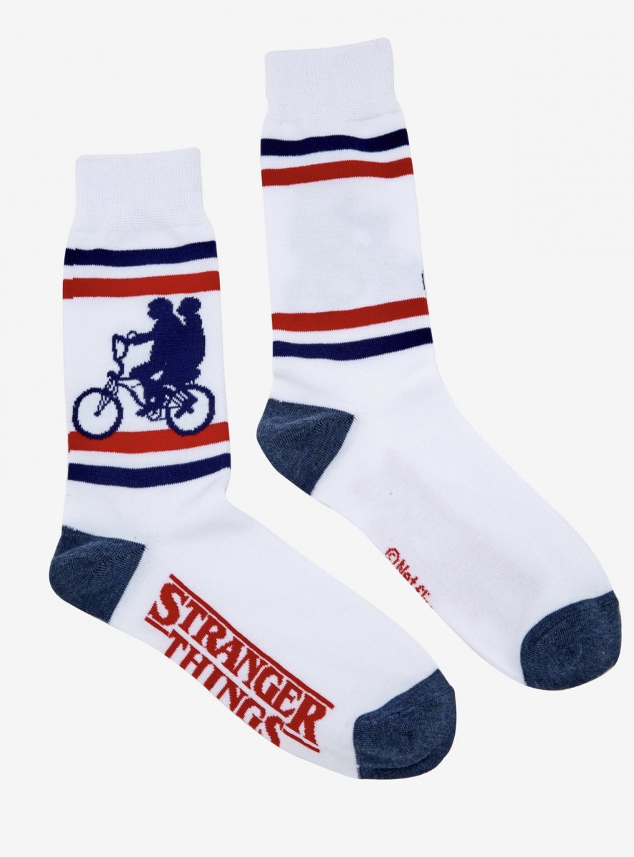 日本未発売 新品 STRANGER THINGS Striped Crew Socks 白 ストレンジャーシングス ソックス ストライプ ロゴ  NETFLIX ネットフリックス オフィシャル ホワイト - NEWJOKE ONLINE STORE