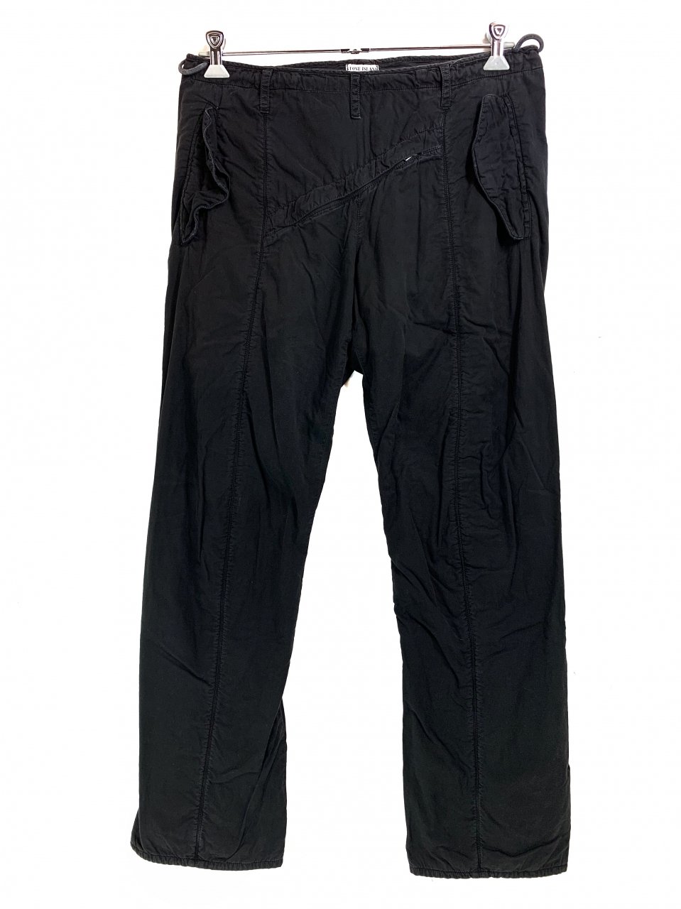 イタリア製 00s STONE ISLAND Cotton Pants 黒 44 ストーンアイランド パンツ コットン イージーパンツ 斜めジップ  ブラック ART 97153604/1399 - NEWJOKE ONLINE STORE