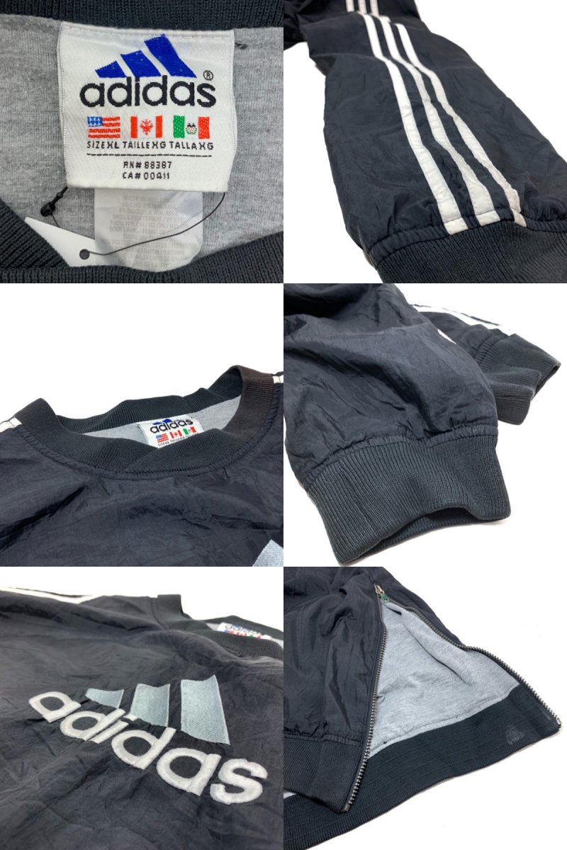 90s adidas Logo Nylon Pullover Jacket 黒 XL アディダス ナイロン 