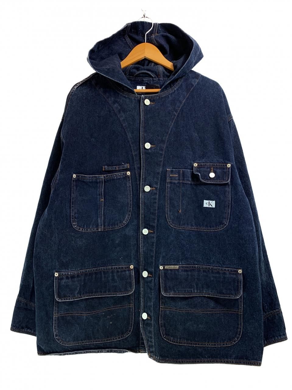 90s Calvin Klein Denim Hooded Coverall 濃紺 XL カルバンクライン ...