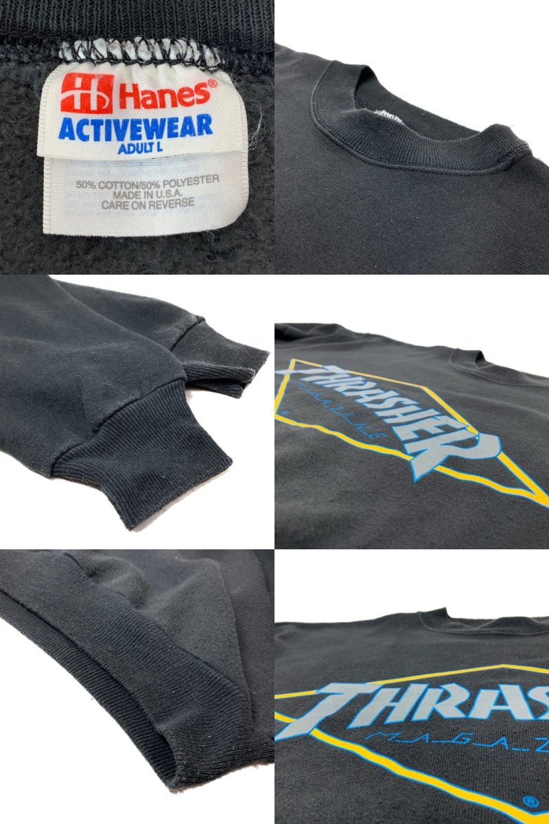 USA製 90s THRASHER Diamond Logo Sweatshirt 黒 L スラッシャー