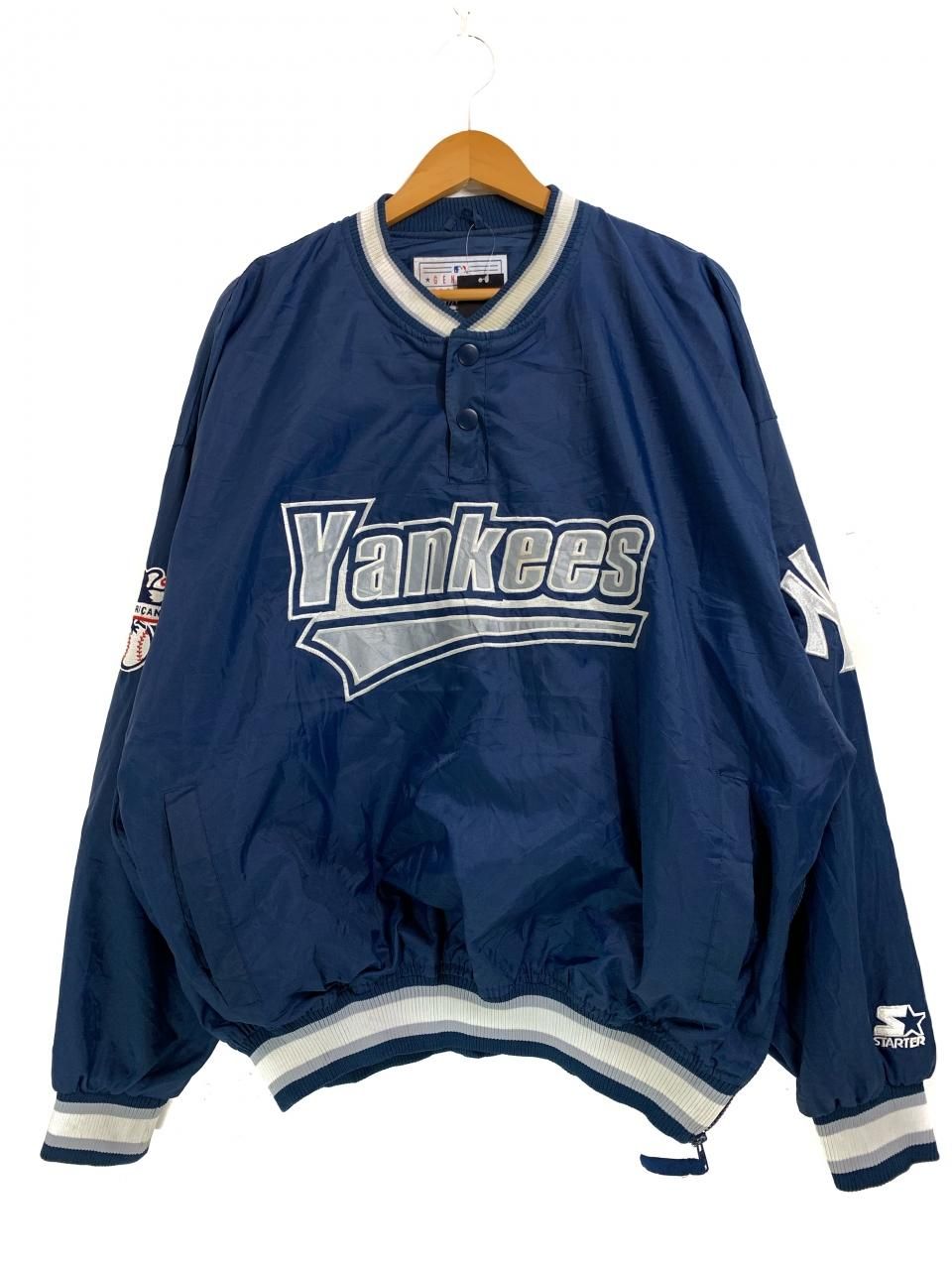 90s STARTER "NY YANKEES" Nylon Pullover Jacket 紺 XL 97年