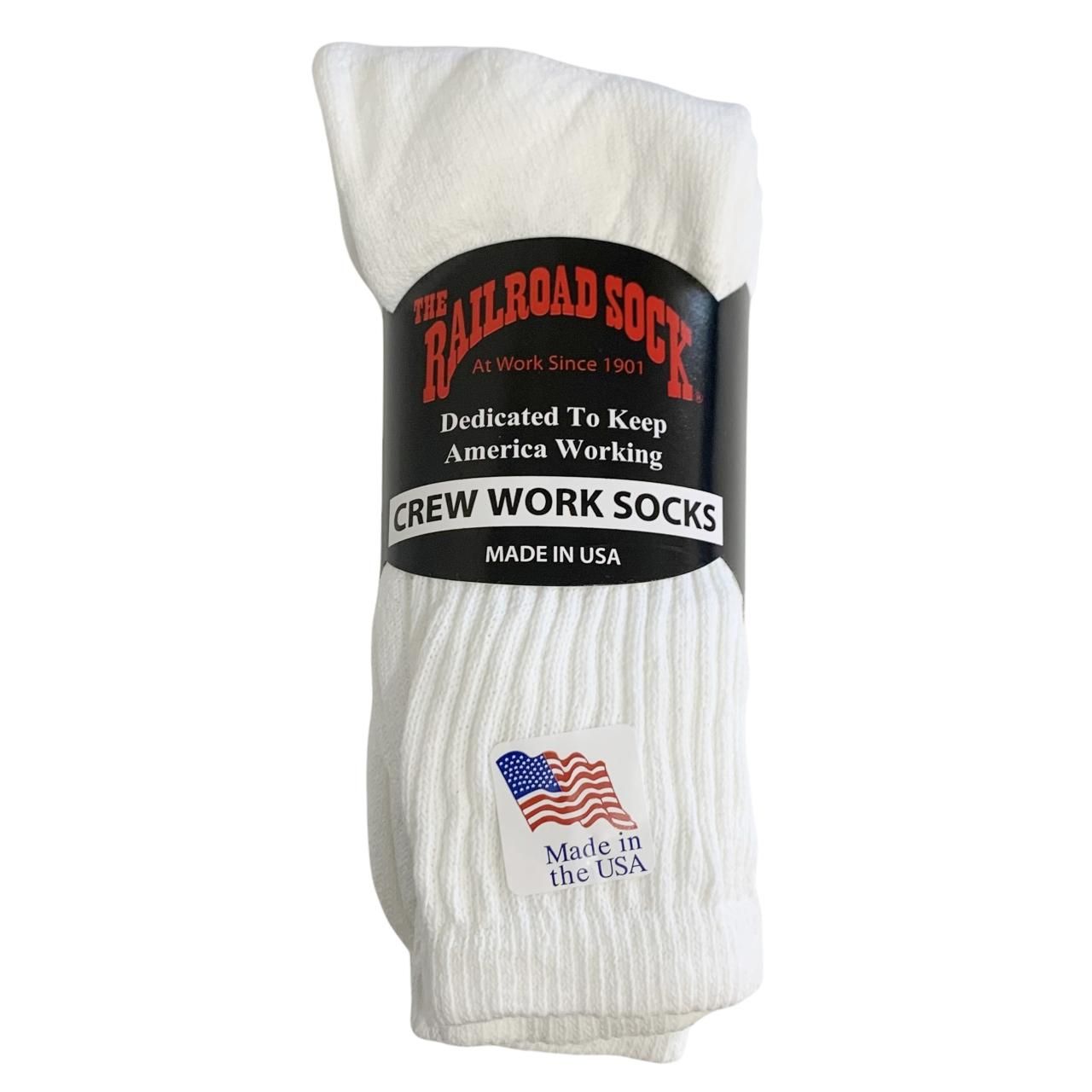 新品 USA製 RAILROAD SOCK Crew Work Socks 3P (WHITE) レイルロードソックス 靴下 無地 3足セット 白 ホワイト アメリカ製 6030 - NEWJOKE ONLINE STORE
