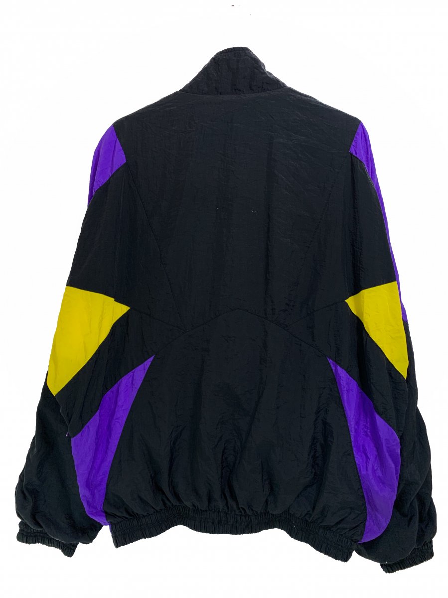 90s NIKE Nylon Jacket 黒紫黄 XL ナイキ ナイロンジャケット ロゴ 