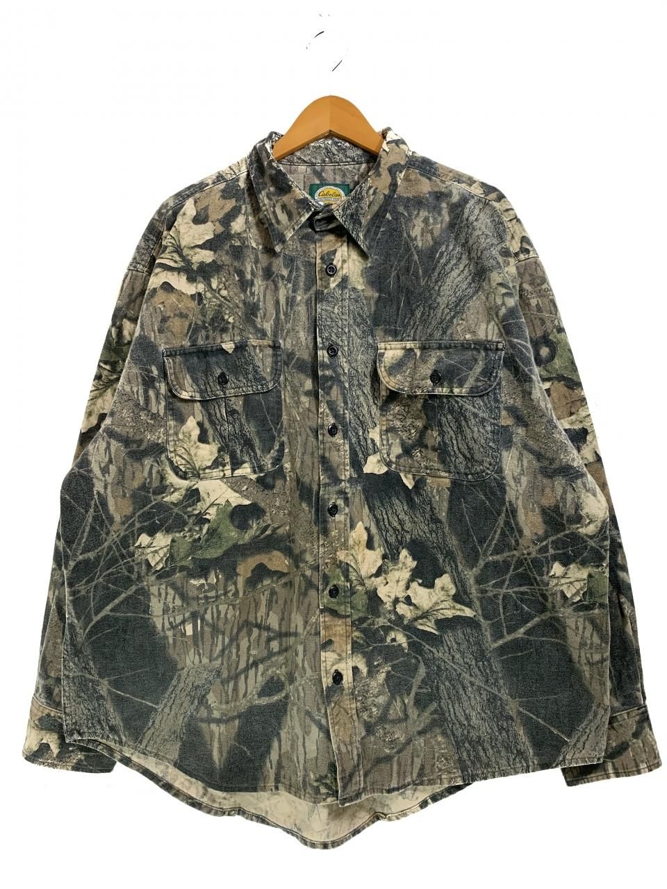 90s~00s Cabela's Realtree Camo Chamois Cloth L/S Shirt 迷彩 XL カベラス 長袖 シャツ  リアルツリーカモ シャモアクロス MOSSY OAK - NEWJOKE ONLINE STORE