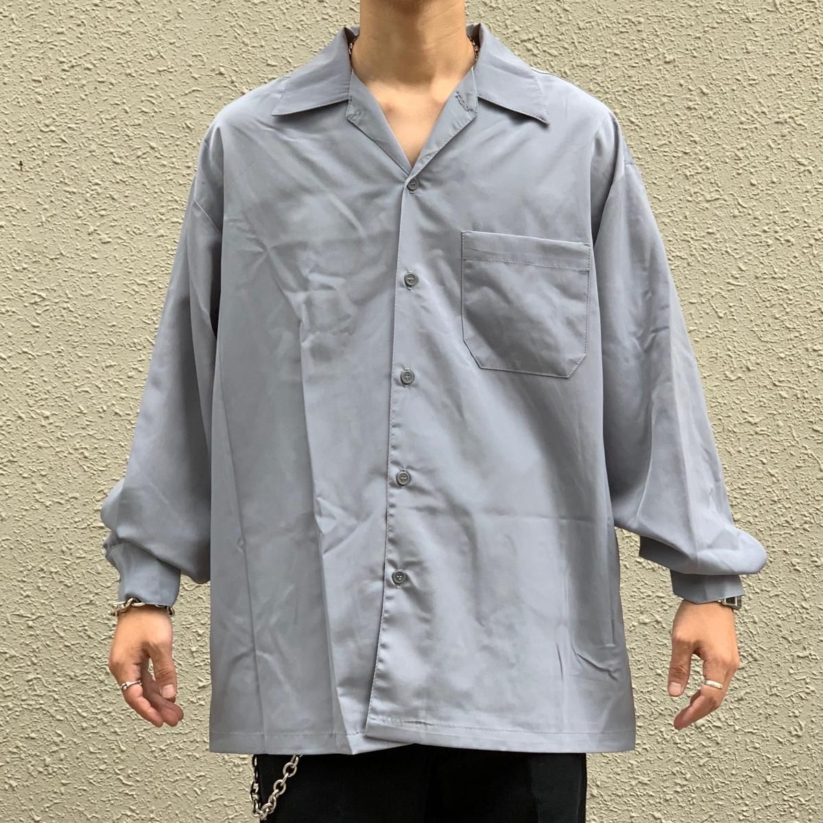 新品 USA製 CALTOP Open Collar L/S Shirts (LIGHT GREY) キャルトップ 