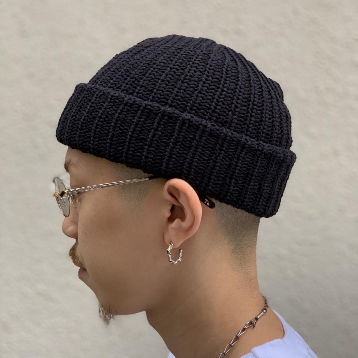 新品 USA製 COLUMBIA KNIT Cotton Short Knit Cap (BLACK