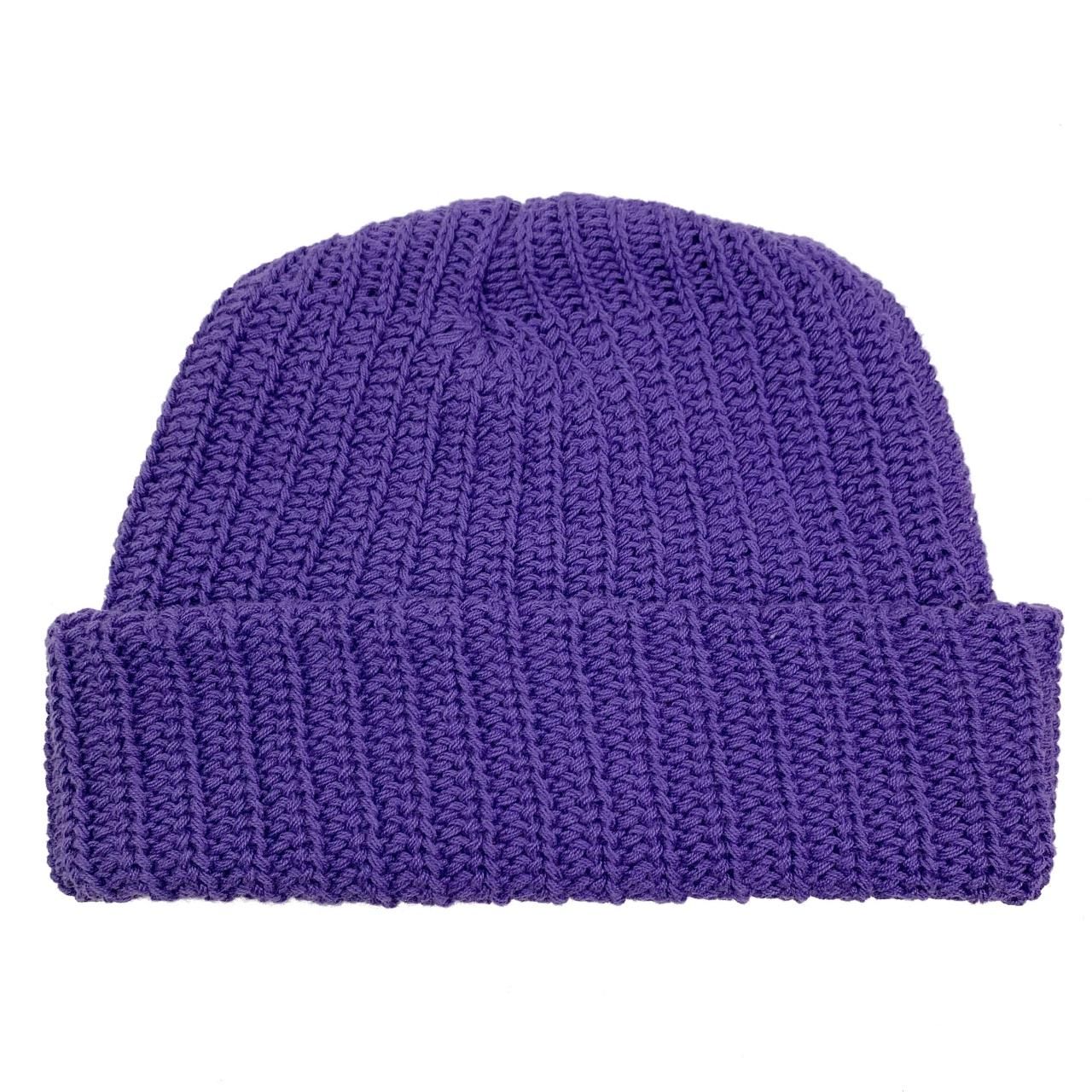 新品 USA製 COLUMBIA KNIT Cotton Short Knit Cap (PURPLE