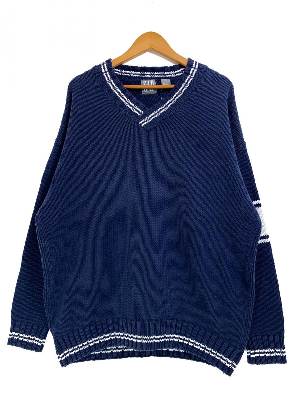 90s OLD GAP Vネック　cotton knit ネイビー　L