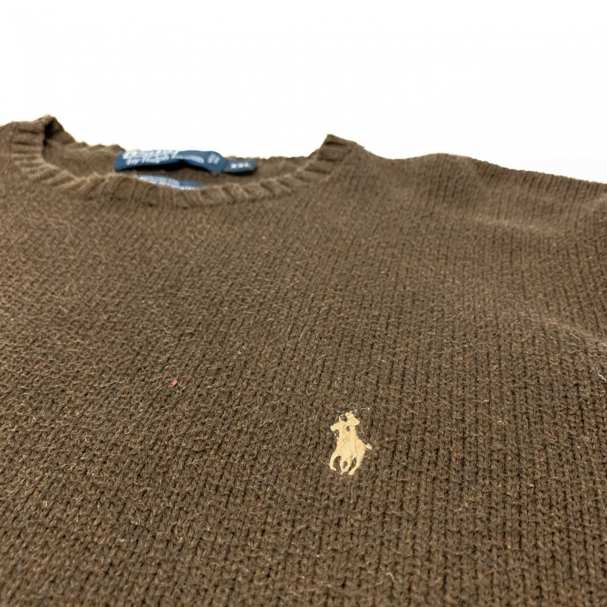 Polo Ralph Lauren Crew-Neck Cotton Knit 茶 XXL ポロラルフローレン