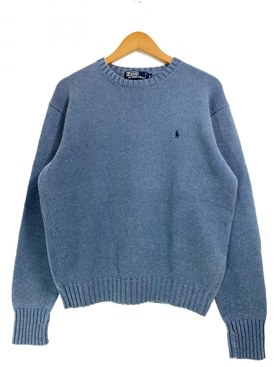 Polo Ralph Lauren Crew-Neck Cotton Knit 水色 M ポロラルフローレン