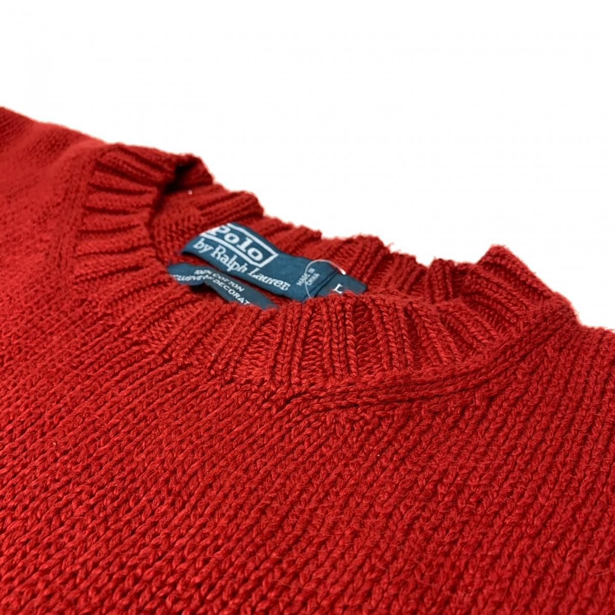 Polo Ralph Lauren Crew-Neck Cotton Knit 赤 L ポロラルフ Polo Ralph Lauren Crew-Neck Cotton Knit 赤 L ポロラルフ