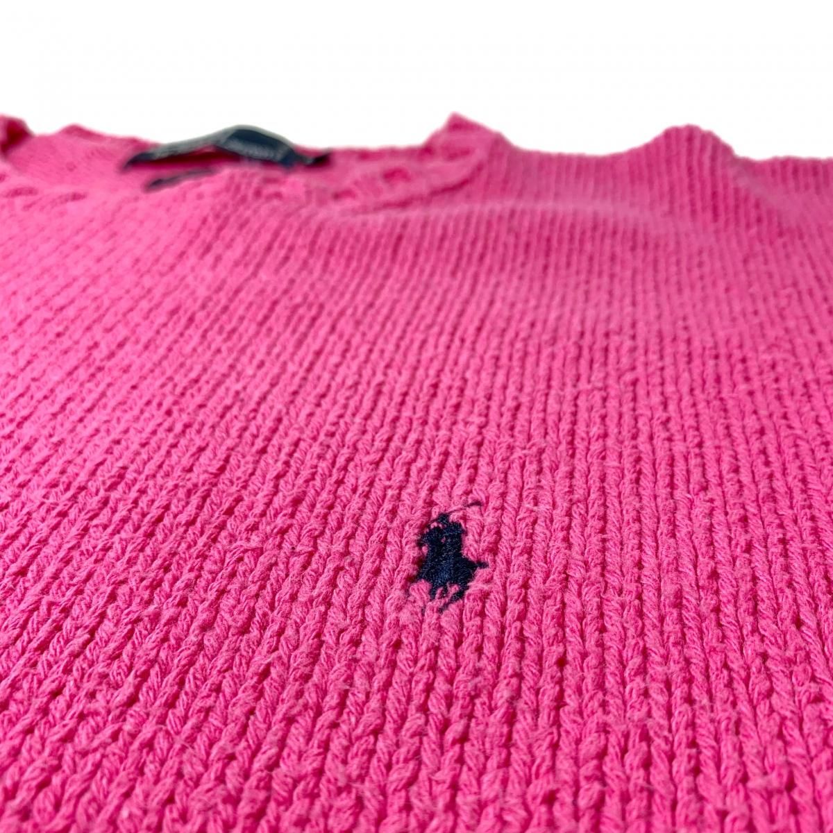 Polo Ralph Lauren Crew-Neck Cotton Knit ショッキングピンク Polo Ralph Lauren Crew-Neck Cotton Knit ショッキングピンク