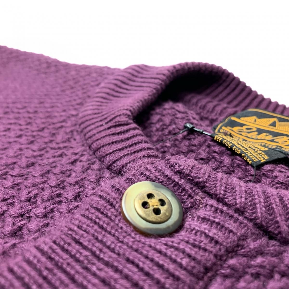 UK製 80s~90s Eddie Bauer Henry-Neck Cotton Knit エンジ M UK製 80s~90s Eddie Bauer Henry-Neck Cotton Knit エンジ M