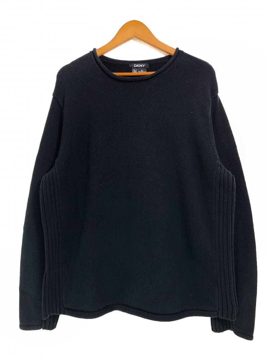 DKNY Roll-Neck Cotton Knit 黒 XL ダナキャラン Donna Karan