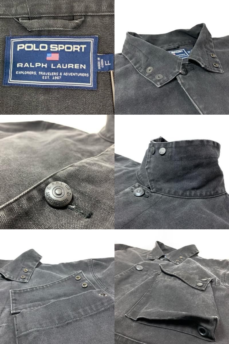 90s POLO SPORT Black Denim Work Jacket 黒 LL ポロスポーツ 90s POLO SPORT Black Denim Work Jacket 黒 LL ポロスポーツ