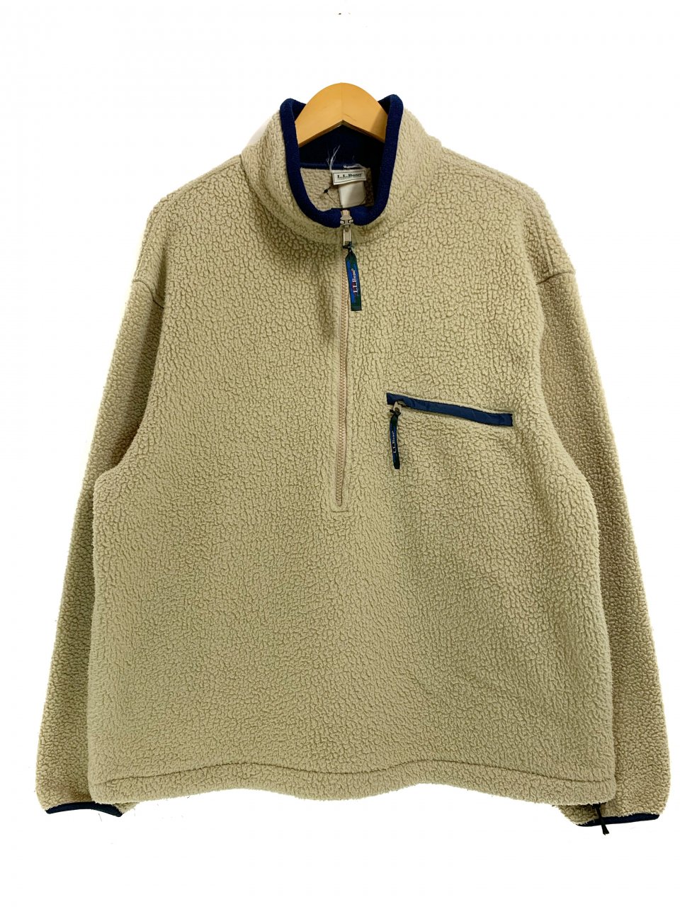 90s L.L.Bean Half-Zip Pullover Fleece Jacket ナチュラル L相当