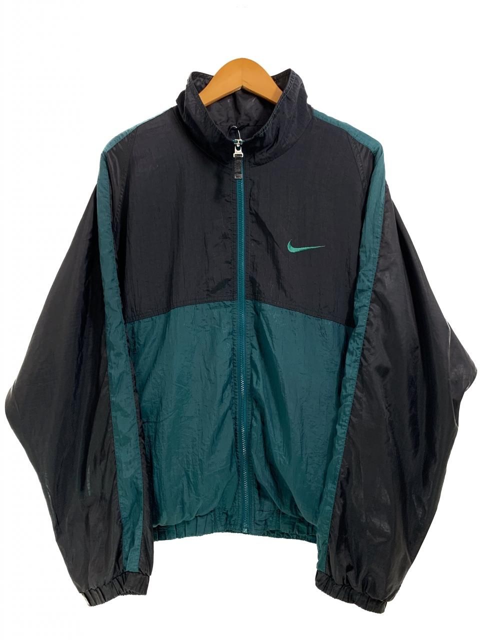 90s NIKE Logo Nylon Jacket 深緑黒 M ナイキ ナイロンジャケット ...