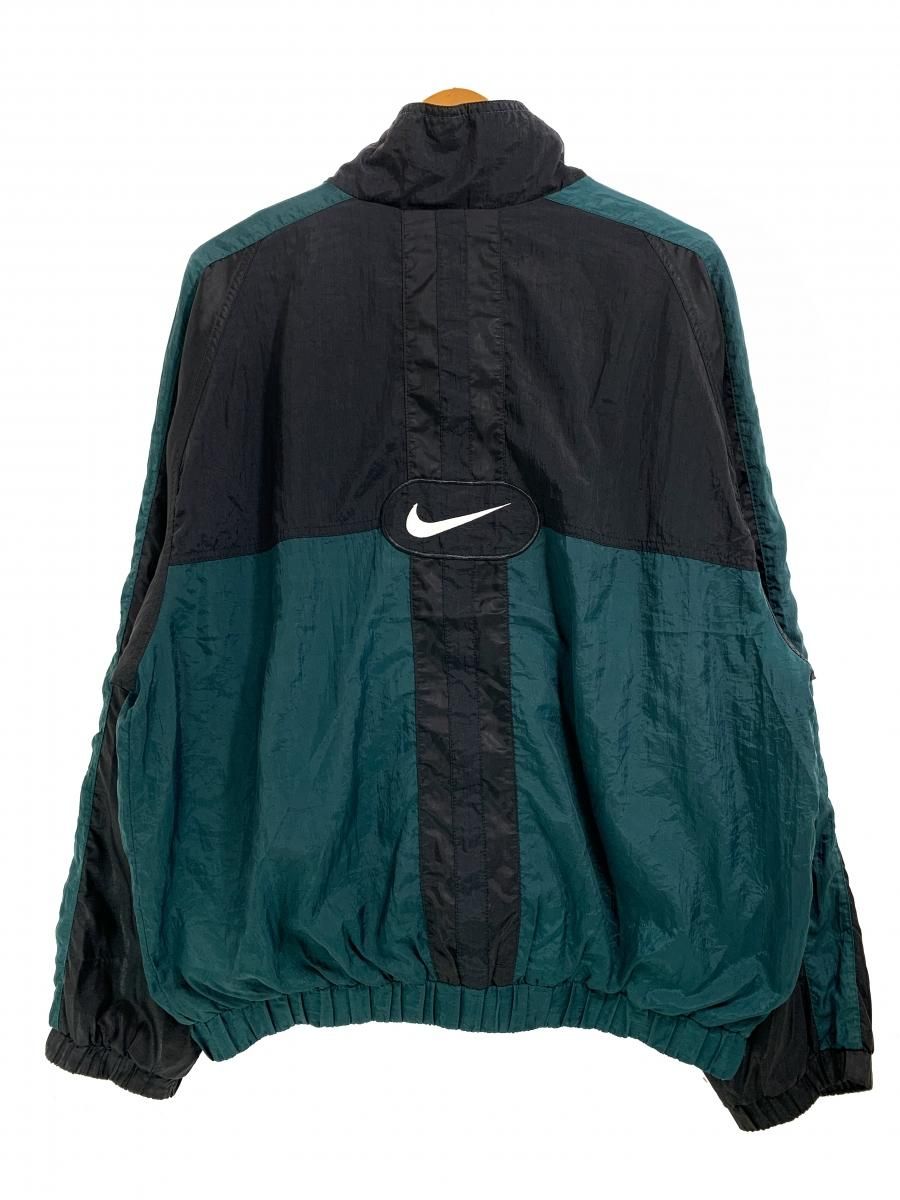 s NIKE Logo Nylon Jacket 深緑黒 M ナイキ ナイロンジャケット