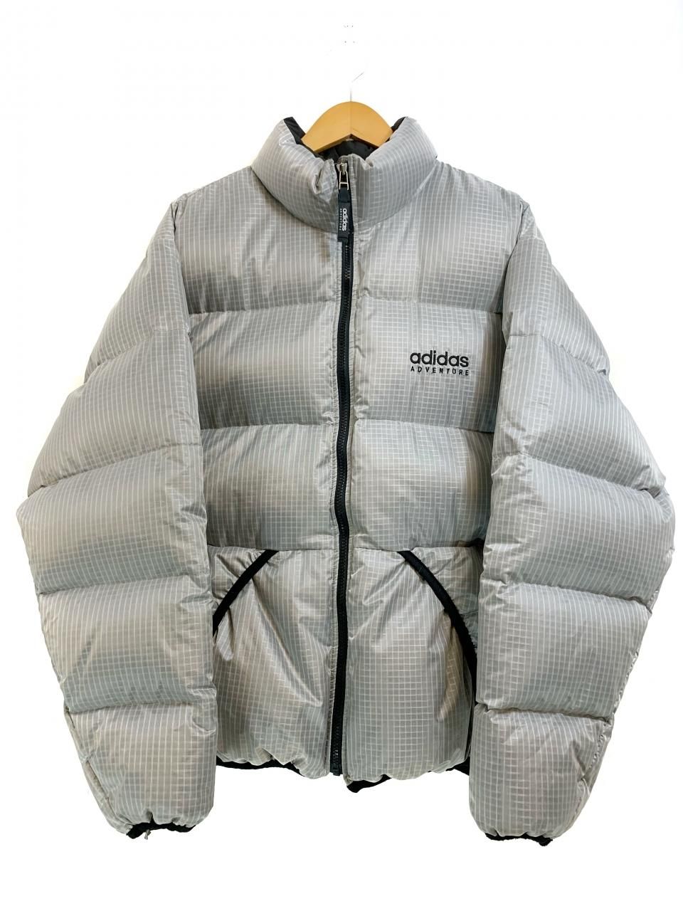 90s adidas ADVENTURE Logo Down Jacket 銀 L相当 アディダス