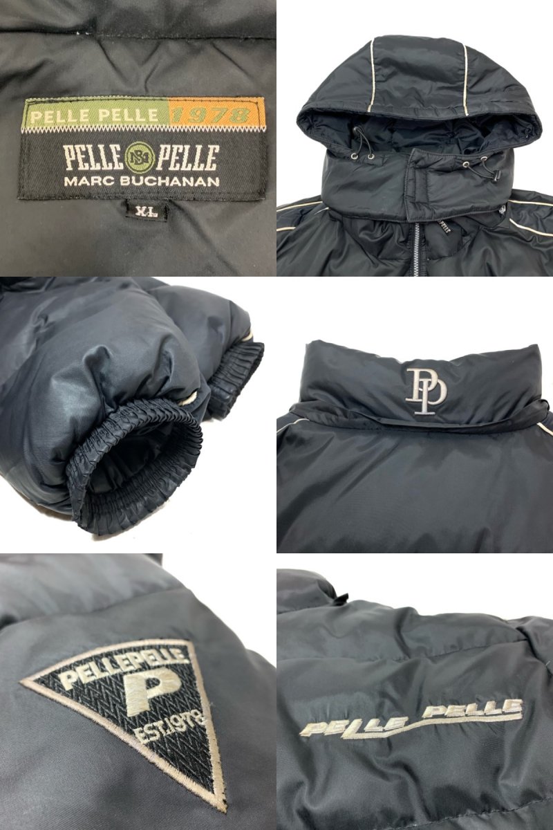 90s~00s PELLE PELLE Logo Down Jacket 黒 XL ペレペレ ダウン 