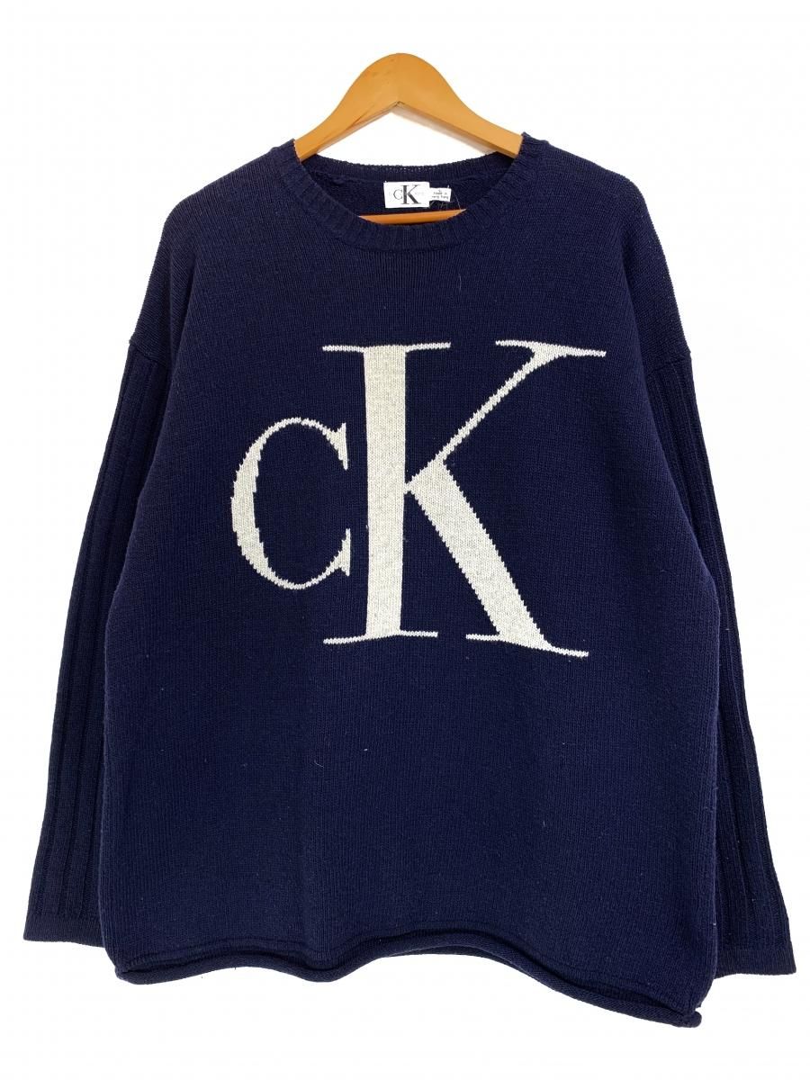 Calvin Klein Big Logo Wool Knit 紺 L カルバンクライン ウール Calvin Klein Big Logo Wool Knit 紺 L カルバンクライン ウール