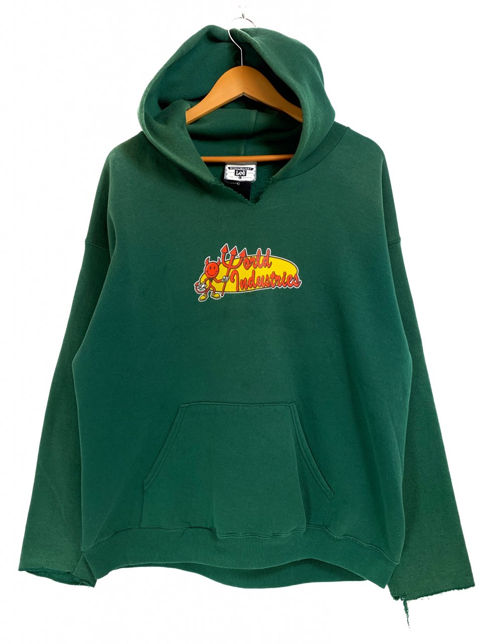 USA製 90s WORLD INDUSTRIES Logo Pullover Hoodie 緑 L ワールド