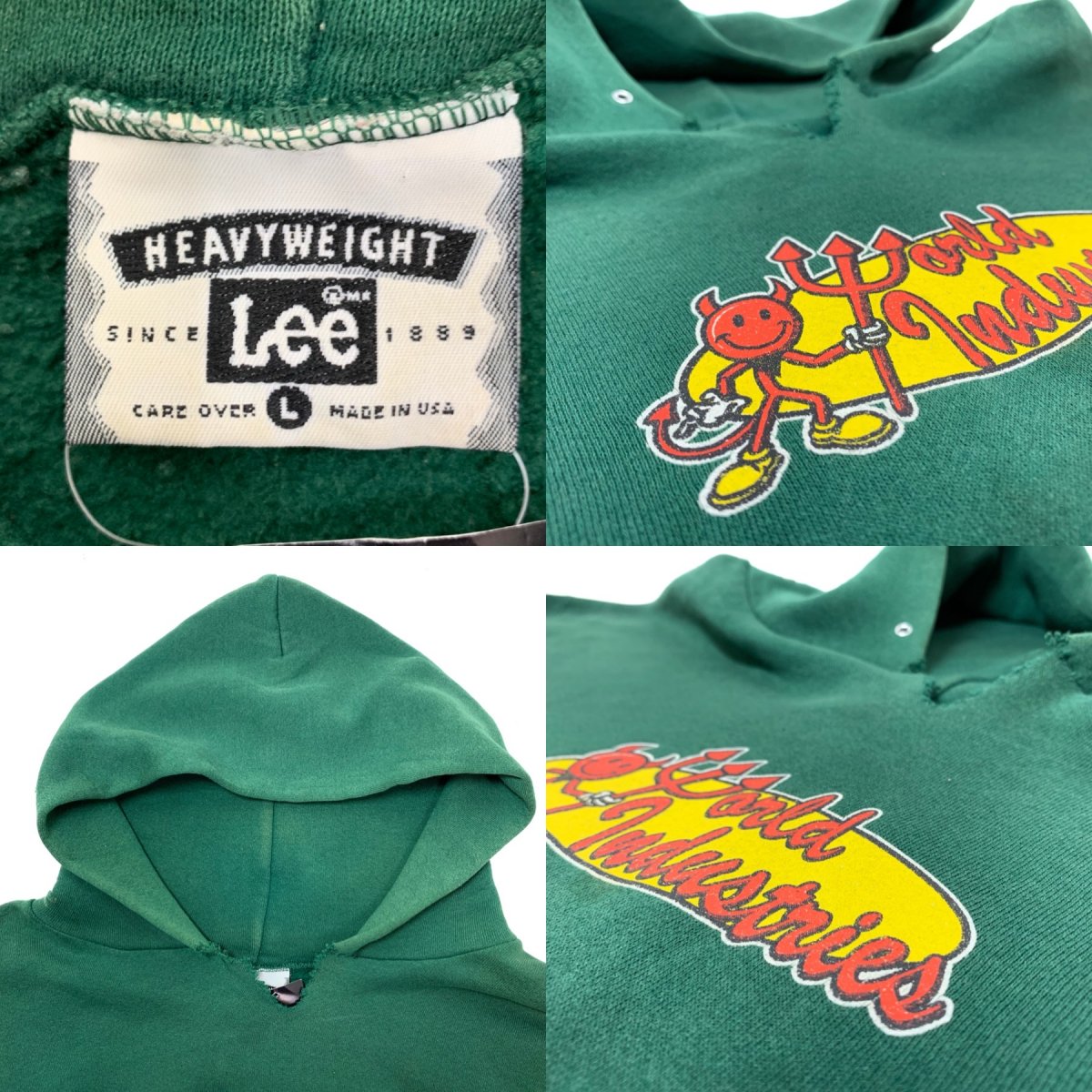 USA製 90s WORLD INDUSTRIES Logo Pullover Hoodie 緑 L ワールド ...