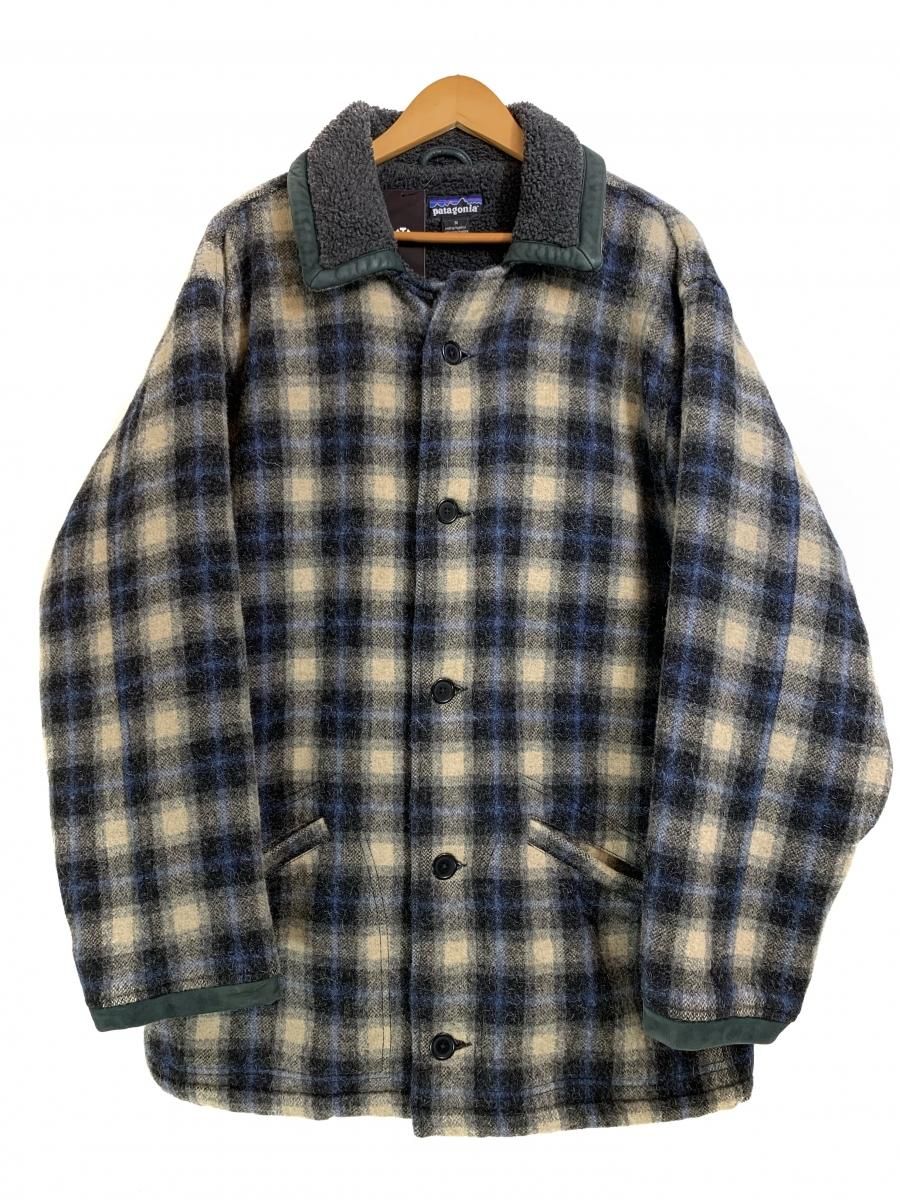 99年製 patagonia Wool × Alpaca Check Coverall ベージュ青黒 M ...