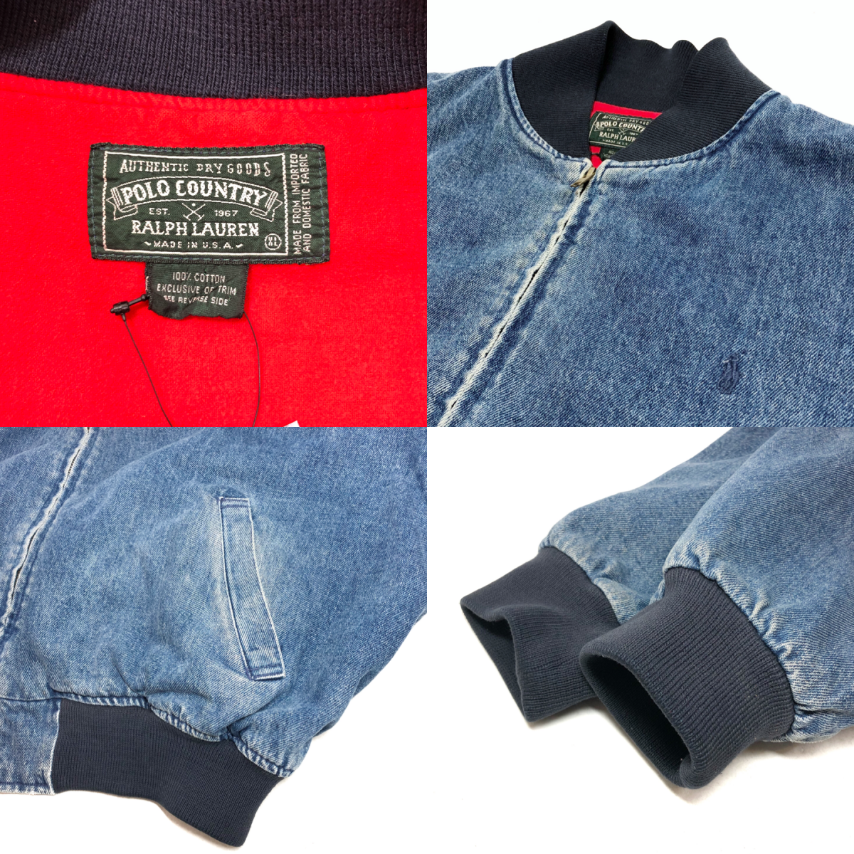 USA製 90s POLO COUNTRY Denim Varsity Jacket 青 XL ポロ USA製 90s POLO COUNTRY Denim Varsity Jacket 青 XL ポロ