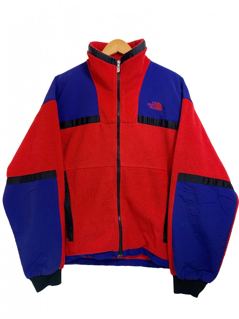 USA製 90s THE NORTH FACE Zip-Up Fleece Jacket 赤青 L ノース