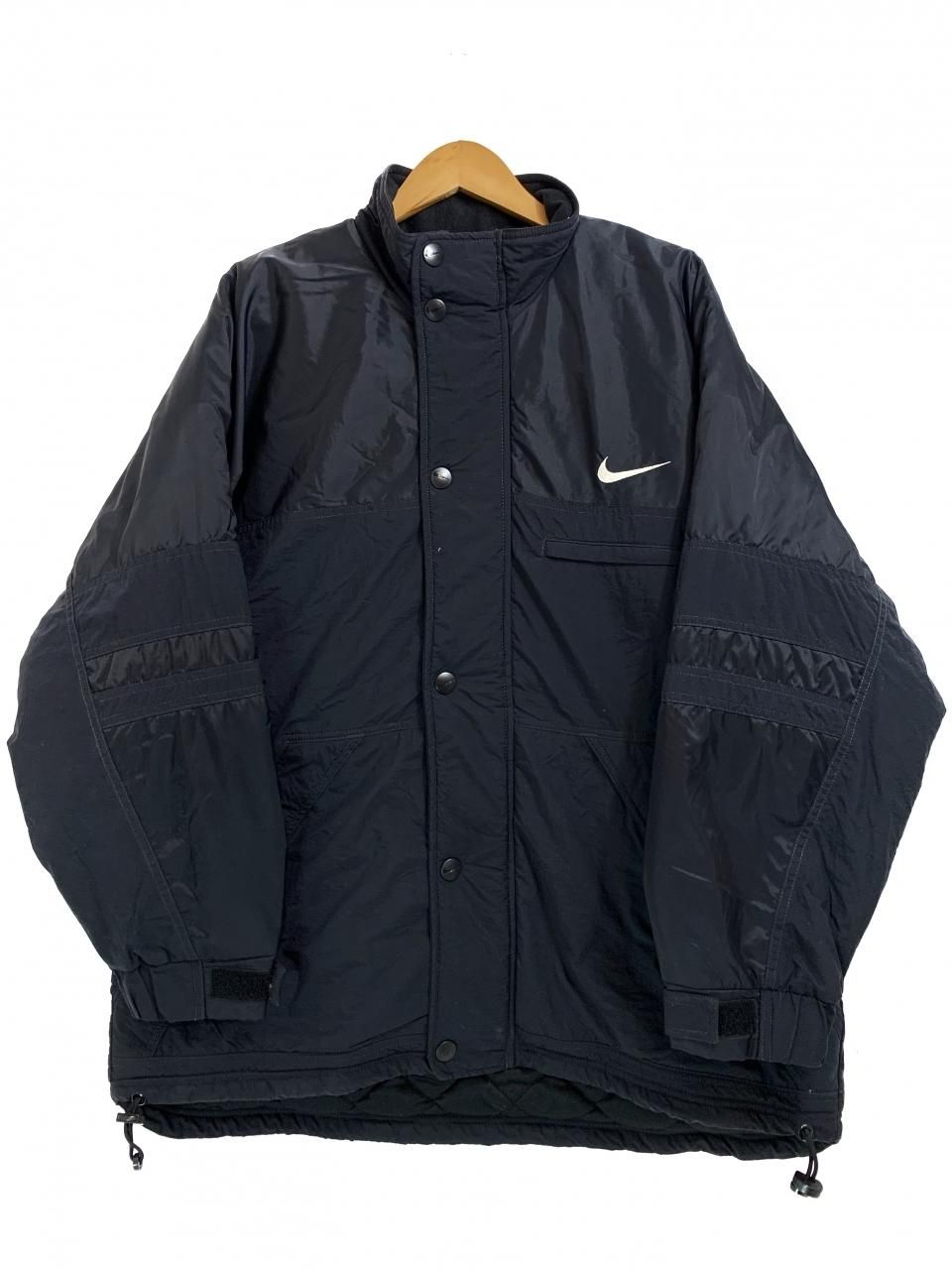 90s NIKE Logo Padding Nylon Jacket 黒 L ナイキ ナイロンジャケット ...