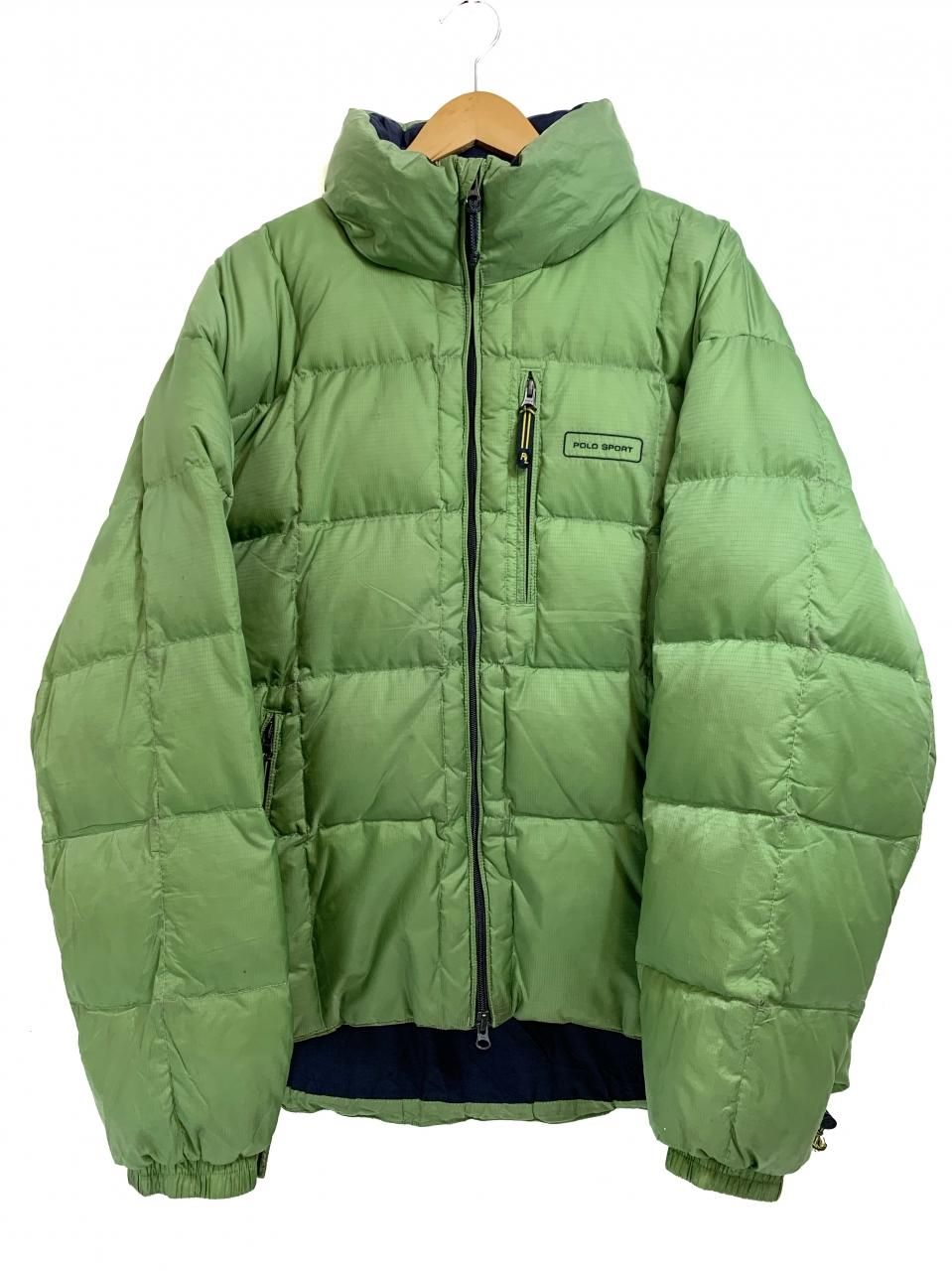 90s POLO SPORT Logo Down Jacket 黄緑 XL ポロスポーツ ダウン ...