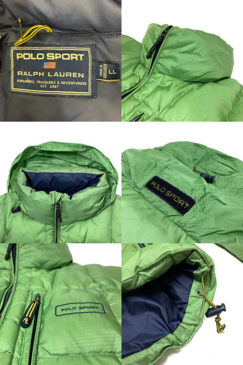 超格安一点 90s POLO SPORT Logo Down Jacket 黄緑 XL ポロスポーツ ダウン Jacket Outer