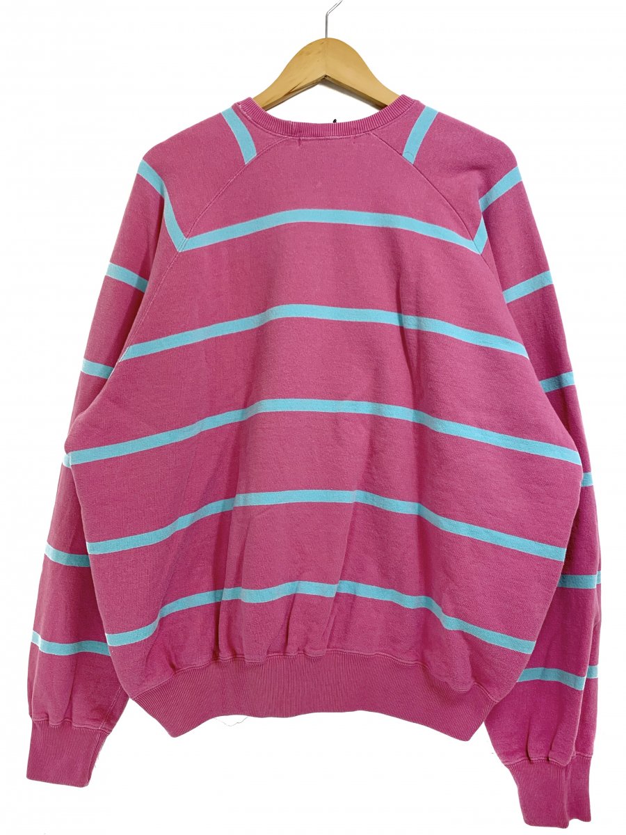 90s Polo Ralph Lauren Border Sweatshirt ピンク水色 L ポロラルフ ...