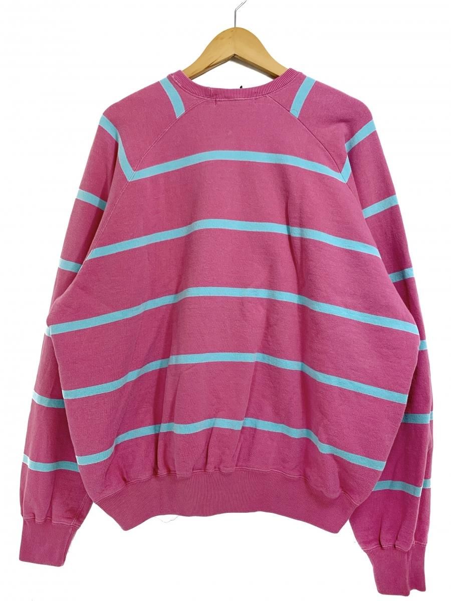 90s Polo Ralph Lauren Border Sweatshirt ピンク水色 L ポロラルフローレン スウェット ボーダー ポニー ロゴ 刺繍 Newjoke Online Store