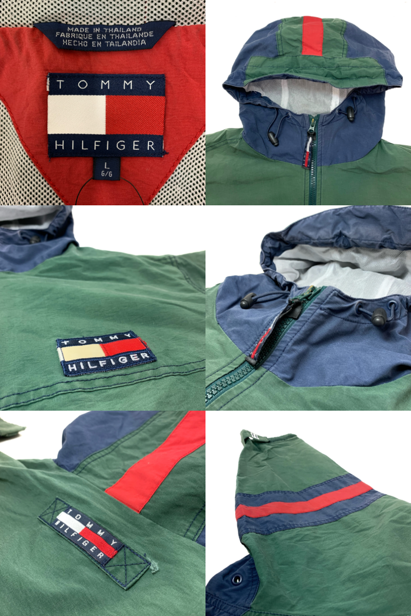 90s TOMMY HILFIGER Logo Nylon Jacket 深緑 L トミー 90s TOMMY HILFIGER Logo Nylon Jacket 深緑 L トミー
