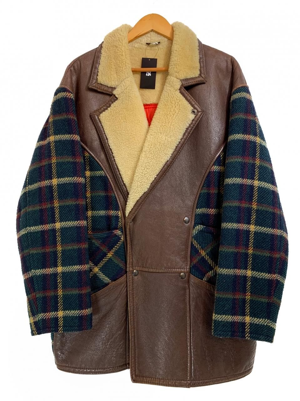 フランス製 80s FREDERIQUE D'ARLEYS Mouton Jacket 茶緑 48 ムートン ...