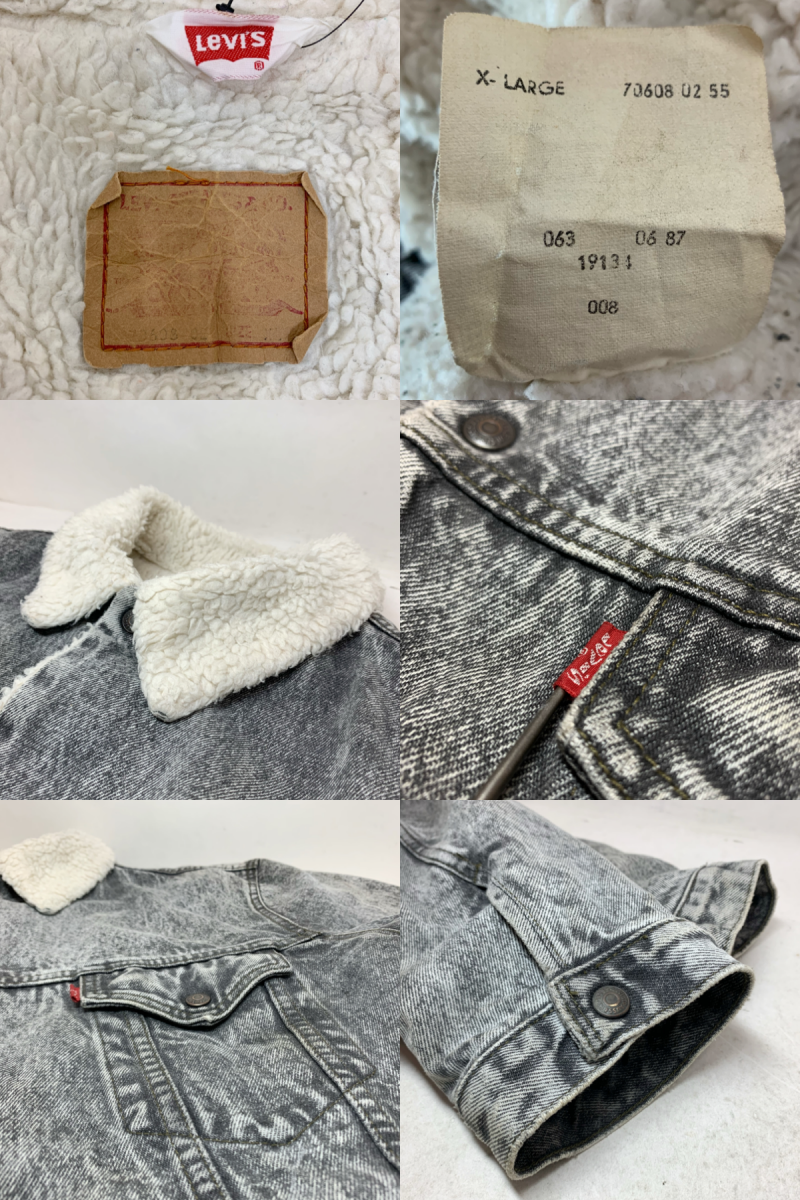 90s Levi's 70608-02 Chemical Wash Black Denim Boa Jacket 黒 90s Levi's 70608-02 Chemical Wash Black Denim Boa Jacket 黒