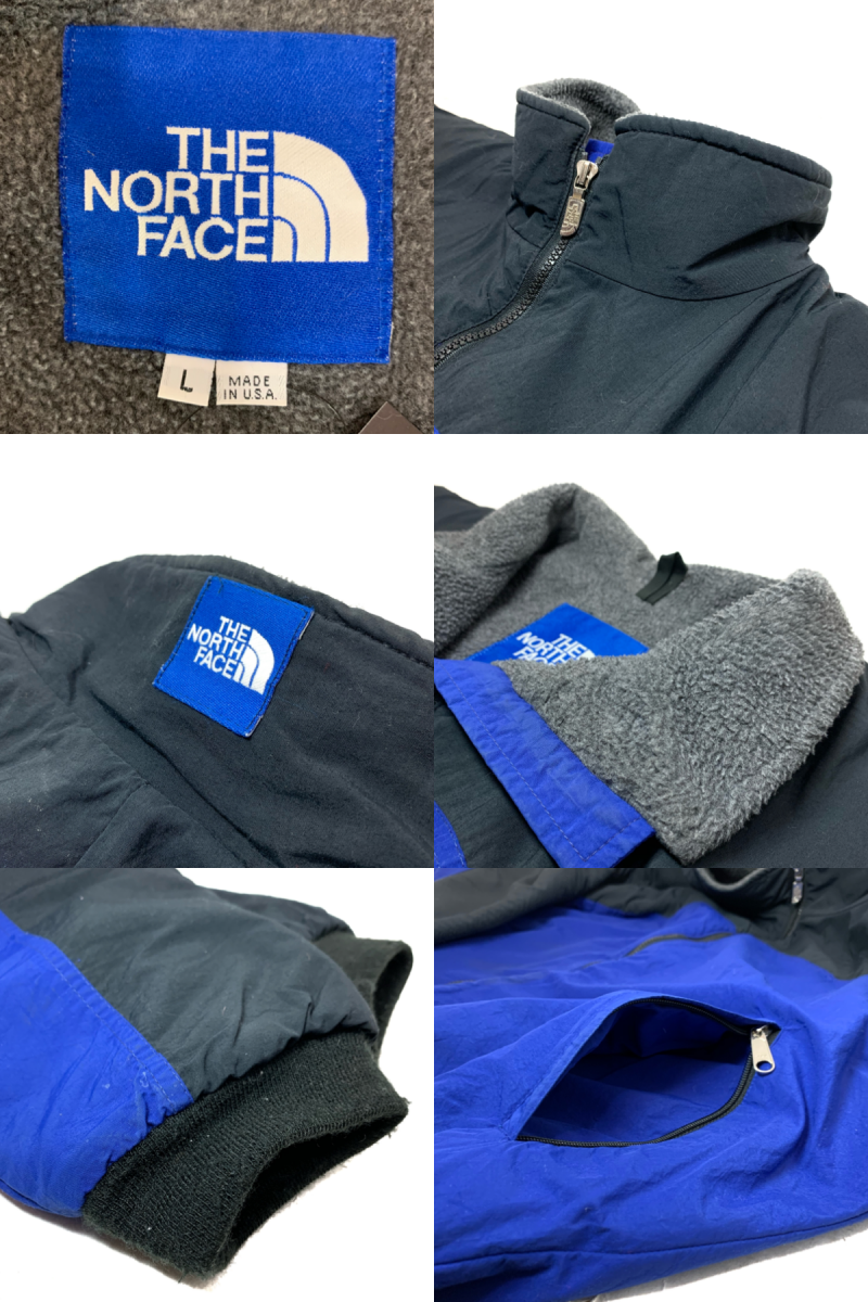 USA製 90s THE NORTH FACE Fleece Lined Nylon Jacket 青黒 L ノース