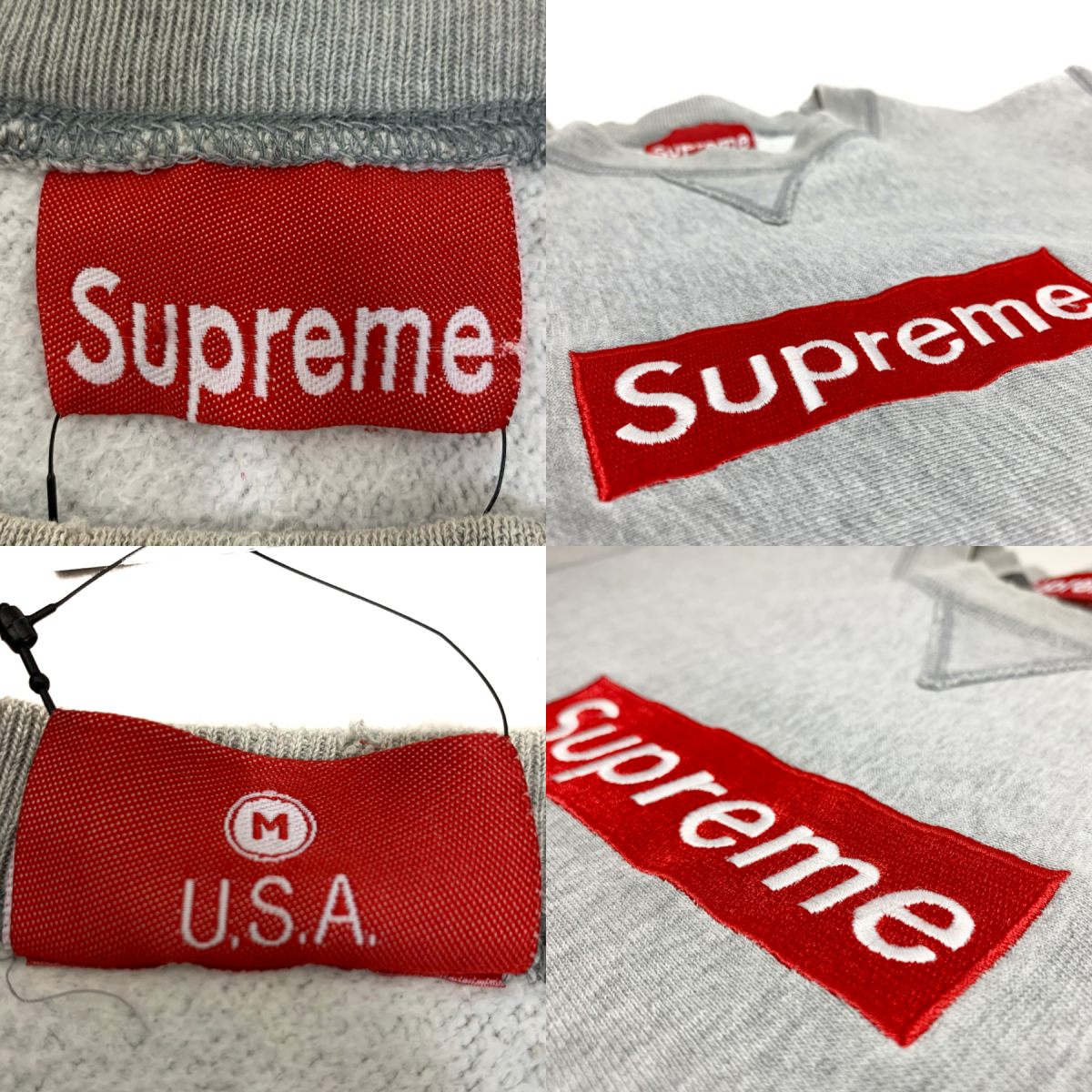 USA製 90s SUPREME Box Logo Crew-Neck Sweatshirt (GREY) M 初期 シュプリーム ボックスロゴ  スウェット 前V 旧タグ 灰 グレー 4IIFL - NEWJOKE ONLINE STORE