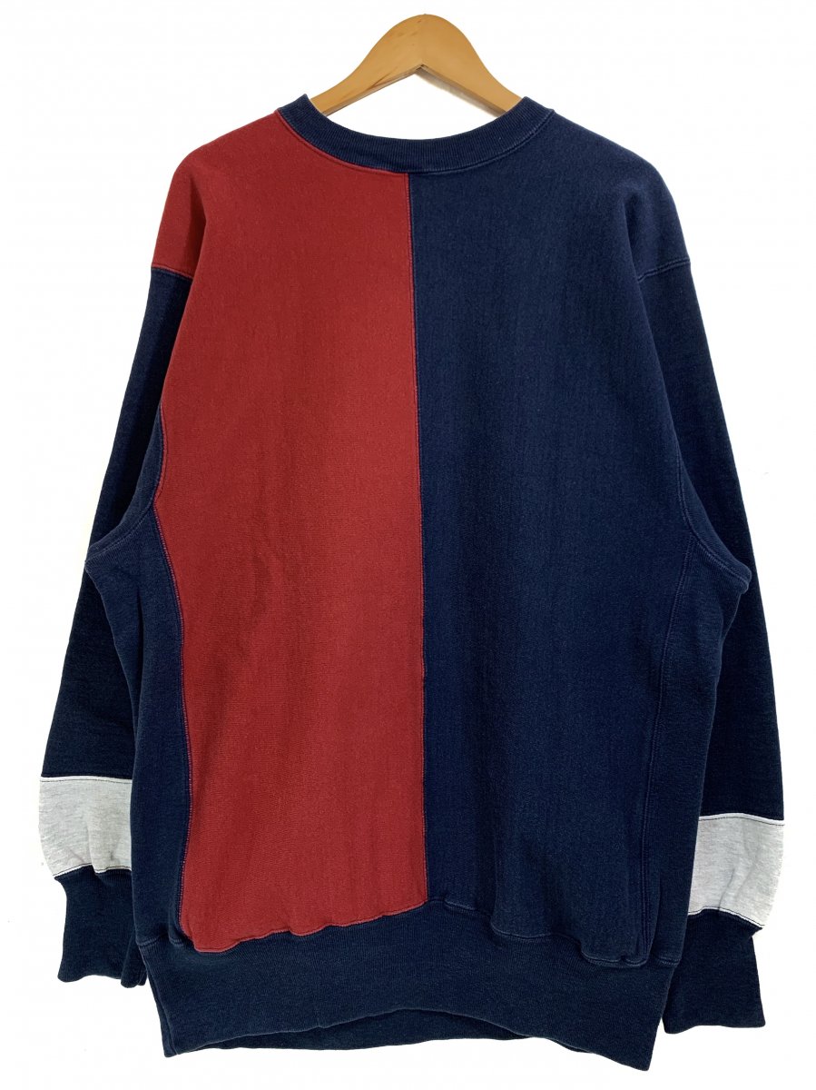 USA製 s Champion Crazy Pattern R/W Sweatshirt "目無し" 紺赤灰