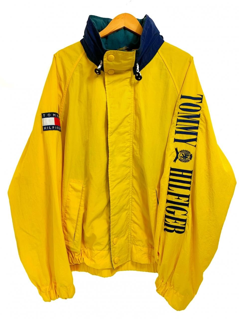 90s TOMMY HILFIGER Logo Nylon Sailing Jacket 黄 XL トミー